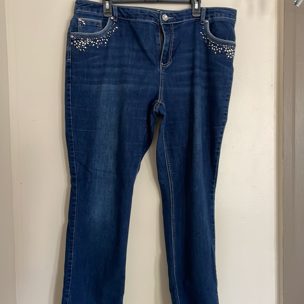 Bedazzled stretch denim jeans plus 18w great condition like new